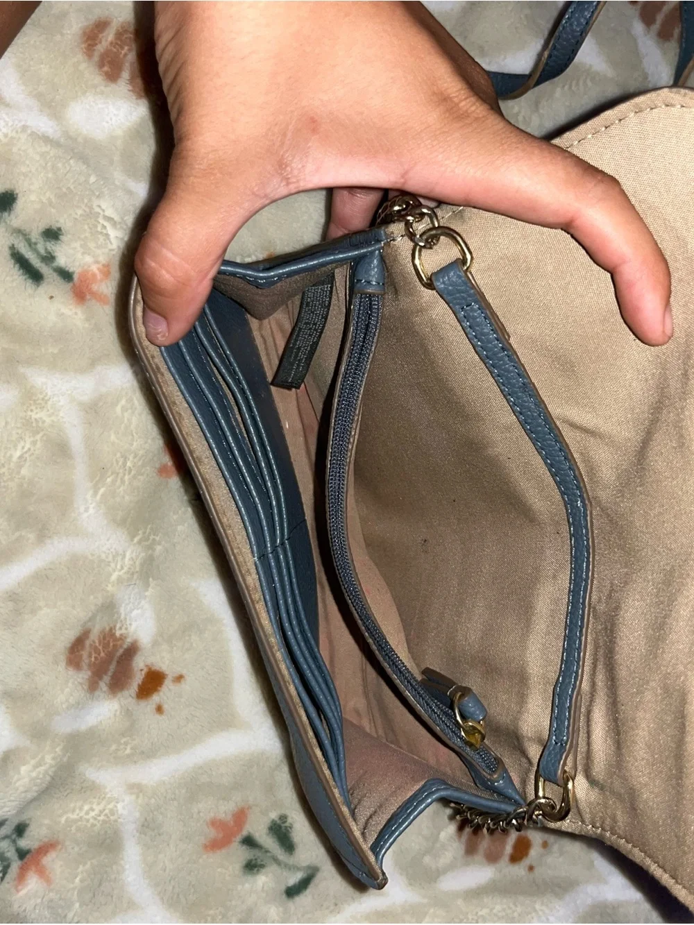 Small Blue Crossbody Bag with Chain Strap - Unknown Brand